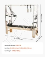 Profesionalus Pilates Reformeris (Pilateso Mašina) Iš Medžio, 3-in-1, 240 x 86 x 213 cm, iki 181,44 kg - Image 7