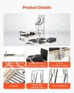 Profesionalus Pilates Reformeris (Pilateso Mašina) su Bokštu ir Dvipusiu Atsparumu, Aliuminio Rėmas, 245 x 76 x 201 cm, iki 181,44 kg - Image 5