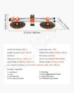Profesionalus Siūlių Lygintuvas Stalviršiams (2 vnt.), 152 mm Vakuuminiai Siurbtukai, 240 kg, Nerūdijantis Plienas, Oranžinis, 435x155x110 mm - Image 7
