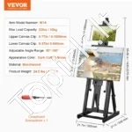 Profesionalus Studijos Molbertas (H-Formos), Buko Medis, 90°-180° Kampo Reguliavimas, Iki 195.5 cm Drobėms - Image 7