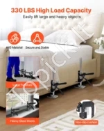 Profesionalūs Universalūs Rankiniai Pakėlėjai (2 vnt.), 150 kg, Kėlimas iki 180 mm, Juodi, Plienas/Aliuminis - Image 3