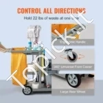 Profesionalus Valymo Vežimėlis,120 x 51 x 98 cm, 3 Lentynos, 90,7 kg - Image 6