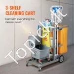 Profesionalus Valymo Vežimėlis,120 x 51 x 98 cm, 3 Lentynos, 90,7 kg - Image 2