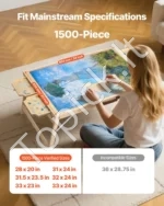 Puzlės Stalas su Sulankstomomis Kojelėmis 1500 Detalių, Pušies Mediena, Su 4 Stalčiais ir Dangčiu - Image 3
