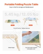 Puzlės Stalas su Sulankstomomis Kojelėmis 1500 Detalių, Pušies Mediena, Su 4 Stalčiais ir Dangčiu - Image 5
