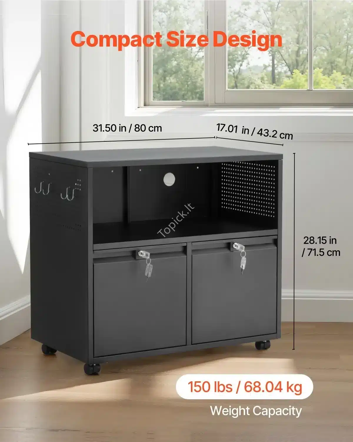 Rakinama Plieninė Mobili Biuro Spintelė su 2 Stalčiais ir Atvira Lentyna – 80 x 43,2 x 71,5 cm, Juoda topick (4) Rakinama Plieninė Mobili Biuro Spintelė su 2 Stalčiais ir Atvira Lentyna – 80 x 43,2 x 71,5 cm, Juoda - Image 3