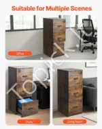 Rakinama Vertikali Dokumentų Spinta su 3 Stalčiais, A4/Letter Formato, Medžio Plokštė, 41 x 40 x 103 cm - Image 6