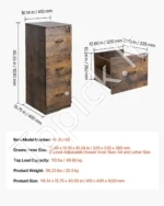 Rakinama Vertikali Dokumentų Spinta su 3 Stalčiais, A4/Letter Formato, Medžio Plokštė, 41 x 40 x 103 cm - Image 7