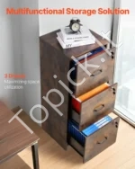 Rakinama Vertikali Dokumentų Spinta su 3 Stalčiais, A4/Letter Formato, Medžio Plokštė, 41 x 40 x 103 cm - Image 2