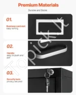 Rakinama Vertikali Metalinė Kartotekų Spinta su 4 Stalčiais, Juoda, Plieninis Korpusas, A4/Letter Formato, 45 x 62 x 134 cm - Image 3