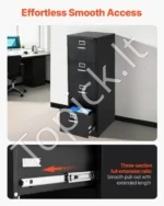 Rakinama Vertikali Metalinė Kartotekų Spinta su 4 Stalčiais, Juoda, Plieninis Korpusas, A4/Letter Formato, 45 x 62 x 134 cm - Image 4