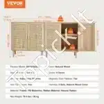 Rattano Komodų Rinkinys (2 vnt.) su 4 Durelėmis. Natūrali Spalva, 160 x 37,5 x 88 cm - Image 6