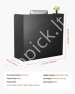 Recepcijos Stalas su Užrakinama Komoda ir Lentynėlėmis – Elegantiškas Juodas, 120 x 48 x 110 cm - Image 7