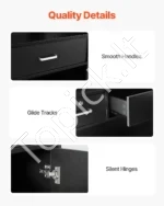 Recepcijos Stalas su Užrakinama Komoda ir Lentynėlėmis – Elegantiškas Juodas, 120 x 48 x 110 cm - Image 4