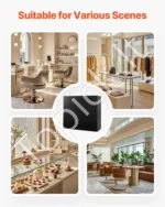 Recepcijos Stalas su Užrakinama Komoda ir Lentynėlėmis – Elegantiškas Juodas, 120 x 48 x 110 cm - Image 6