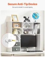 Reguliuojama Lentyna - Stalo Organizatorius,baltas, 3 Aukštų, 94 x 25,4 x 79,2 cm - Image 6