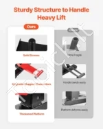 Reguliuojamas Hidraulinis Motociklo Keltuvas (Lift Jack) 544 kg, Kėlimo Aukštis 250–465 mm - Image 2