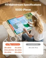 Reguliuojamas Puzlės Stalas 1500 Detalių, Su Atlenkiamomis Kojelėmis ir 4 Stalčiais, Pušies Mediena - Image 3