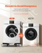 Reguliuojamas Stovas Skalbimo Mašinai / Šaldytuvui (500 kg), Kilnojamas Pagrindas su Ratukais ir Stabdžiais, Metalas/Plienas, Matmenys 69,85-89,9 x 69,85-89,9 x 11 cm - Image 6