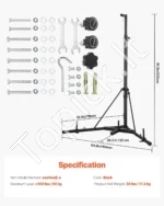 Reguliuojamas, Sustiprintas Bokso Maišo Stovas, Plienas, Maks. Apkrova 65 kg - Image 7