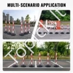 Reguliuojamo Aukščio Saugos Stulpų Rinkinys (6 vnt.), Raudona/Balta, 86 cm - Image 5