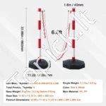 Reguliuojamo Aukščio Saugos Stulpų Rinkinys (6 vnt.), Raudona/Balta, 86 cm - Image 6