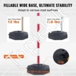 Reguliuojamo Aukščio Saugos Stulpų Rinkinys (6 vnt.), Raudona/Balta, 86 cm - Image 2