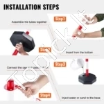 Reguliuojamo Aukščio Saugos Stulpų Rinkinys (6 vnt.), Raudona/Balta, 86 cm - Image 3