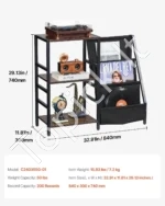 Retro Stovo Staliukas Patefonui su USB Įkrovikliais ir LED, 3 Pakopos - Image 7