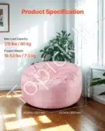 Rožinis Sėdmaišis Fotelis , 89x89x56 cm, Nuimamas Veliūro Užvalkalas - Image 2