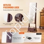 Ruda, Klasikinė, Laisvai Pastatoma Papuošalų Spintelė su Pilno Dydžio Veidrodžiu ir Stalčiais - Image 2