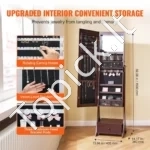 Ruda, Klasikinė, Laisvai Pastatoma Papuošalų Spintelė su Pilno Dydžio Veidrodžiu ir Stalčiais - Image 3