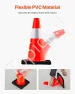 Saugumo Kelio Kūgiai, 5 vnt., PVC, Oranžiniai, 45 cm Aukščio, Su Atšvaitu, 28 x 28 cm Pagrindas - Image 4