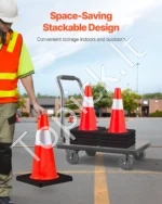 Sustiprinti PVC Kelio Kūgiai (12 vnt.), Oranžiniai, 70 cm Aukščio, Su 2 Atšvaitais, 35 x 35 cm Svertu Pagrindu - Image 5