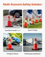 Sustiprinti PVC Kelio Kūgiai (12 vnt.), Oranžiniai, 70 cm Aukščio, Su 2 Atšvaitais, 35 x 35 cm Svertu Pagrindu - Image 4