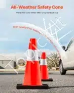 Saugumo Kelio Kūgiai, 5 vnt., PVC, Oranžiniai, 45 cm Aukščio, Su Atšvaitu, 28 x 28 cm Pagrindas - Image 3