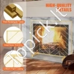 Senovinio Stiliaus Židinio Apsauga nuo Žiežirbų, Auksas, Geležis, Plotis 980 mm - Image 5