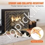 Senovinio Stiliaus Židinio Apsauga nuo Žiežirbų, Auksas, Geležis, Plotis 980 mm - Image 4