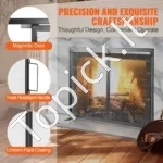 Senovinio Stiliaus Židinio Apsauga nuo Žiežirbų, Su Atidaromomis Durelėmis, Geležis - Image 5