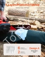 A Klasės Pjovimo Apsaugos Kelnės , 105 cm Ilgis, M Dydis, 8 Sluoksniai, 420D Nailonas - Image 6