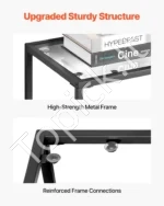 Siauras 3-jų Lygių Konsolinis Staliukas su Stiklu. Modernus Juodas Metalinis Rėmas. 100 x 30 x 72,9 cm - Image 5