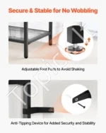 Siauras 3-jų Lygių Konsolinis Staliukas su Stiklu. Modernus Juodas Metalinis Rėmas. 100 x 30 x 72,9 cm - Image 6