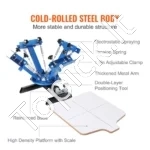 Šilkografijos Staklės (Presas) 1 Spalva ir 1 Spausdinimo Stotis, 54 x 45 cm Padėklas, 360° Sukimas - Image 4