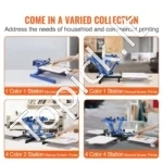 Šilkografijos Staklės (Presas) 1 Spalva ir 1 Spausdinimo Stotis, 54 x 45 cm Padėklas, 360° Sukimas - Image 5