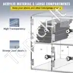 Skaidri Akrilinė Spintelė Telefonams Su 10 Skyrių, 53 x 18 x 21,5 cm, Su Užraktais Ir Rakteliais - Image 3