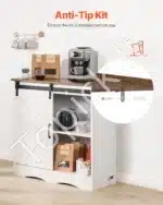 Pastatoma Spintelė (Bufetas) Su Stumdomomis Durimis, Kaimiškas Stilius. Ruda/Balta, 80 x 35 x 80 cm - Image 7