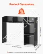 Stalas/lentyna Monitoriaus Stovas. juoda, 2 Aukštų, 94,5 x 24,1 x 73,4 cm - Image 3