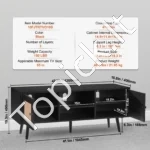 Stilinga Juoda Bopho stiliaus TV Spintelė (120x40x49 cm), su Rotango Durelėmis - Image 7