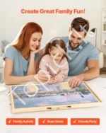 Sukama Puzlės Lenta (Stovas) 1000 Detalių, Su 5 Stalčiais ir Dangčiu, Pušies Mediena - Image 6