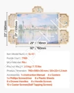 Sukama Puzlės Lenta (Stovas) 1000 Detalių, Su 5 Stalčiais ir Dangčiu, Pušies Mediena - Image 7